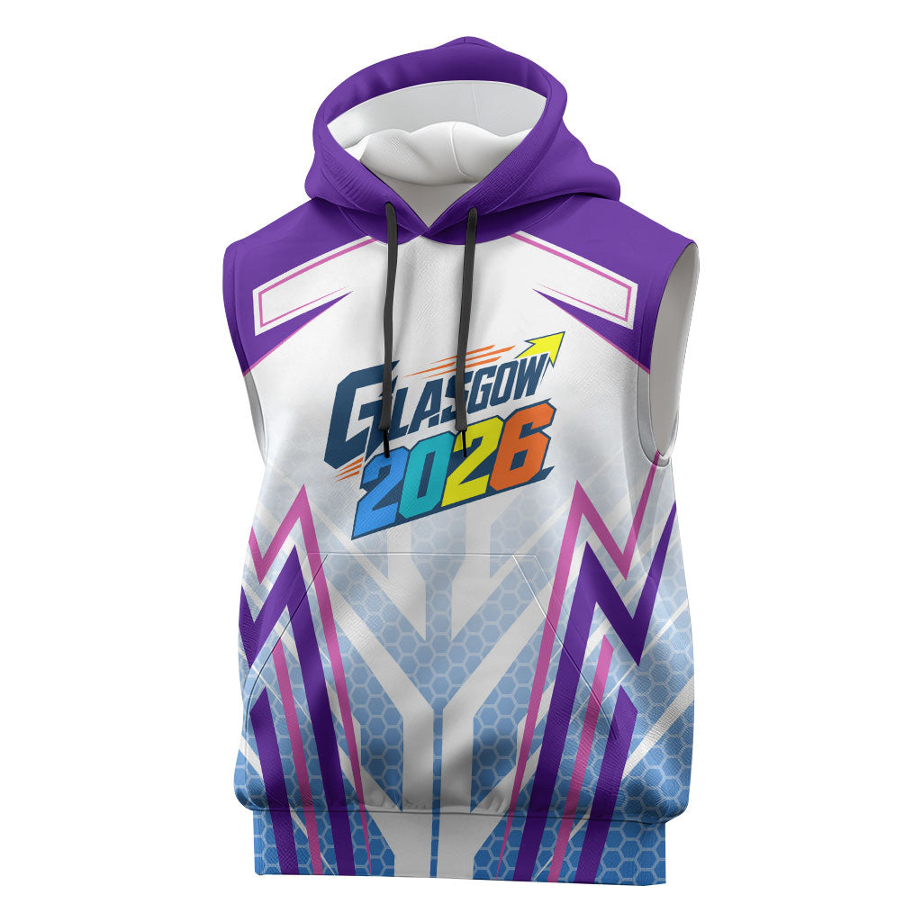 Glasgow 2026 Sleeveless Hoodie Scotland Dynamic Geometric Athlete Graphic Art