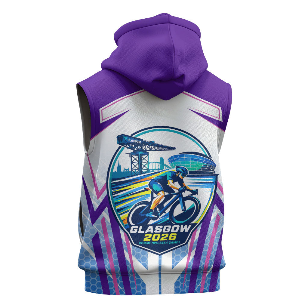 Glasgow 2026 Sleeveless Hoodie Scotland Dynamic Geometric Athlete Graphic Art