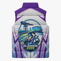 Glasgow 2026 Sleeveless Puffer Jacket Scotland Dynamic Geometric Athlete Graphic Art
