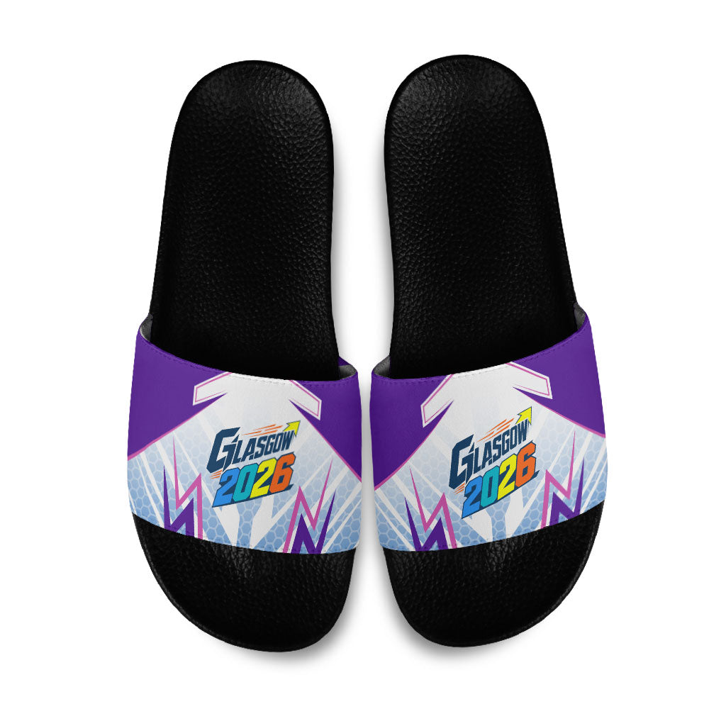 Glasgow 2026 Slide Sandals Scotland Dynamic Geometric Athlete Graphic Art