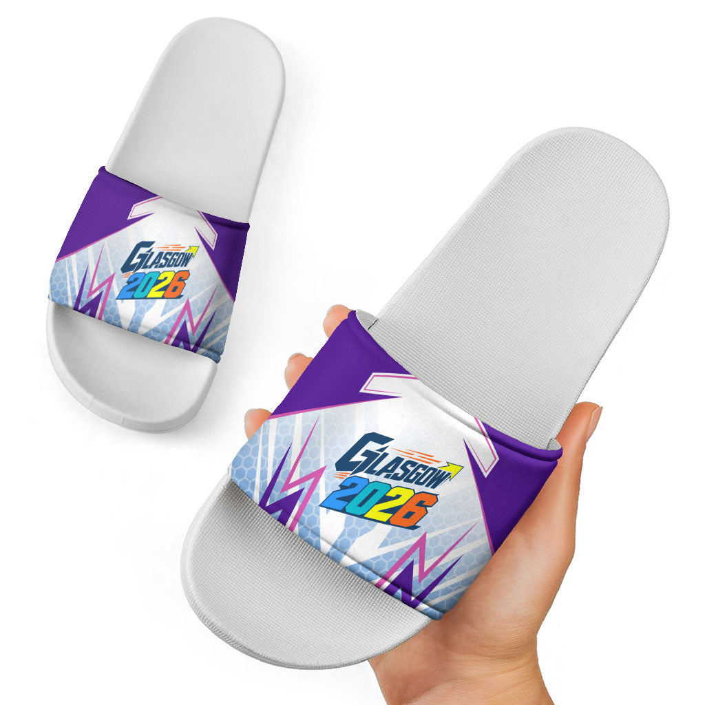Glasgow 2026 Slide Sandals Scotland Dynamic Geometric Athlete Graphic Art