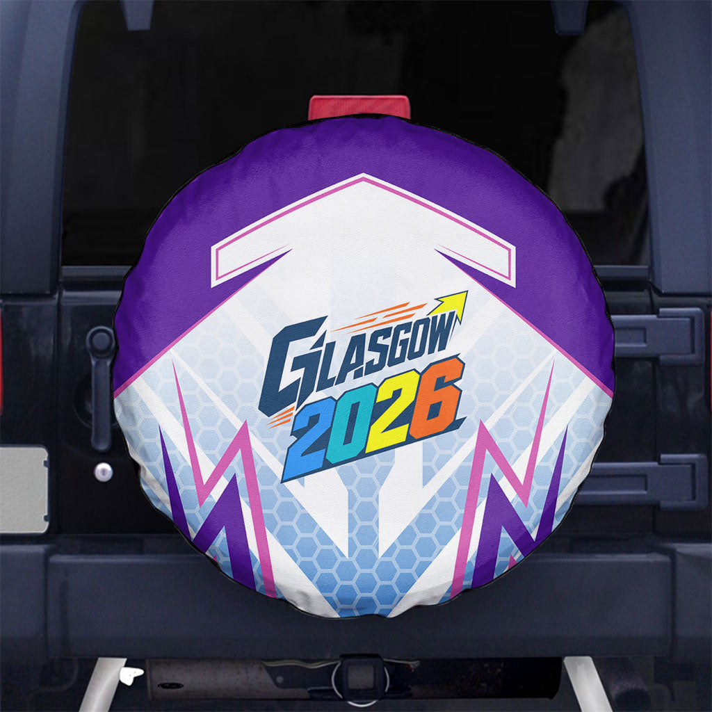 Glasgow 2026 Spare Tire Cover Scotland Dynamic Geometric Athlete Graphic Art