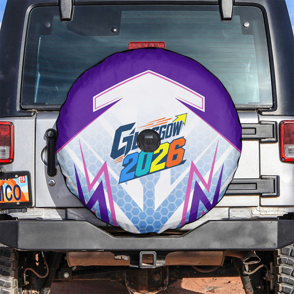 Glasgow 2026 Spare Tire Cover Scotland Dynamic Geometric Athlete Graphic Art