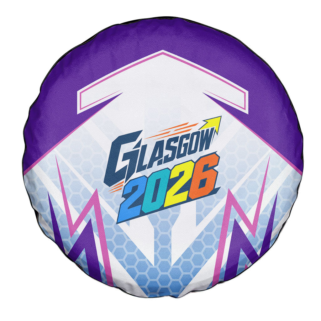 Glasgow 2026 Spare Tire Cover Scotland Dynamic Geometric Athlete Graphic Art