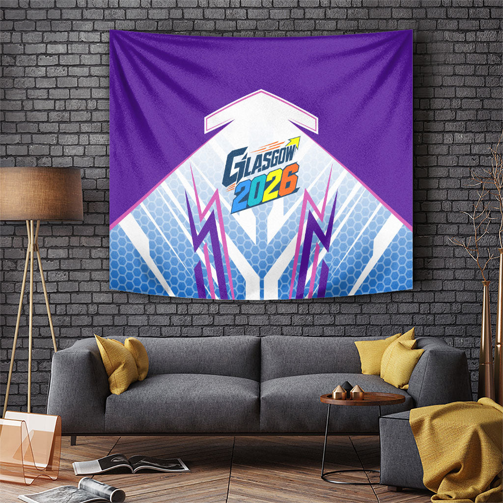 Glasgow 2026 Tapestry Scotland Dynamic Geometric Athlete Graphic Art