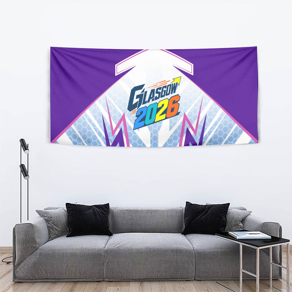 Glasgow 2026 Tapestry Scotland Dynamic Geometric Athlete Graphic Art