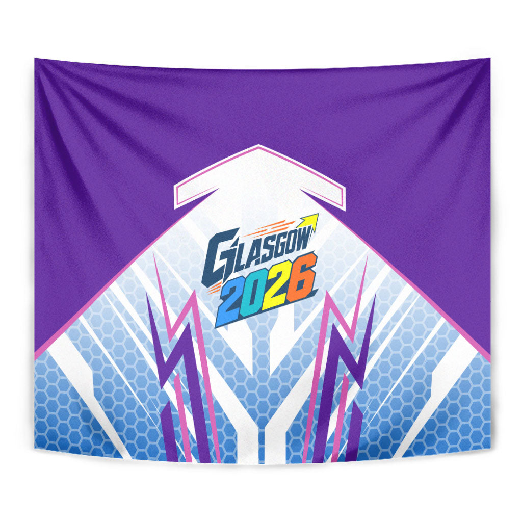 Glasgow 2026 Tapestry Scotland Dynamic Geometric Athlete Graphic Art