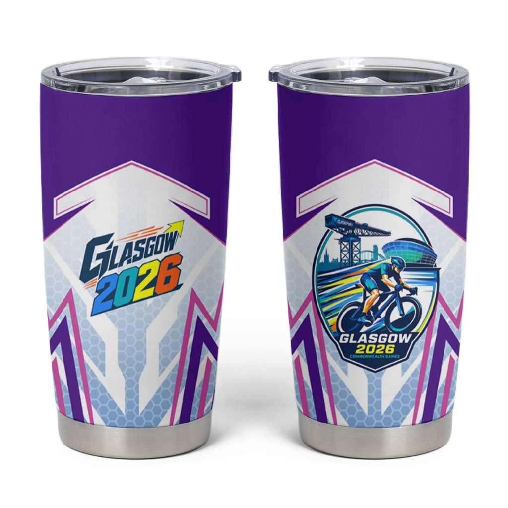 Glasgow 2026 Tumbler Cup Scotland Dynamic Geometric Athlete Graphic Art