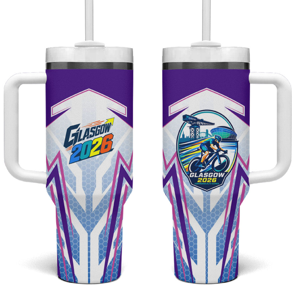 Glasgow 2026 Tumbler With Handle Scotland Dynamic Geometric Athlete Graphic Art