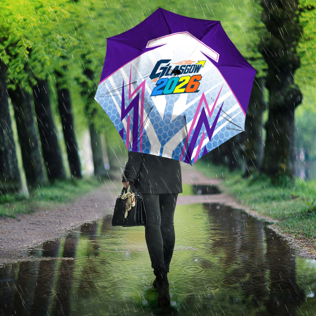 Glasgow 2026 Umbrella Scotland Dynamic Geometric Athlete Graphic Art