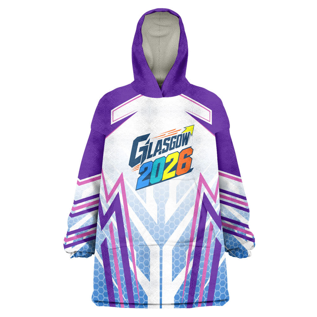 Glasgow 2026 Wearable Blanket Hoodie Scotland Dynamic Geometric Athlete Graphic Art