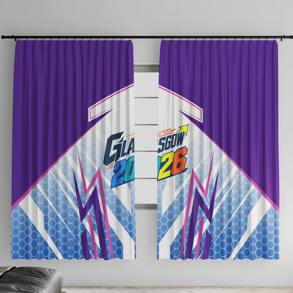 Glasgow 2026 Window Curtain Scotland Dynamic Geometric Athlete Graphic Art