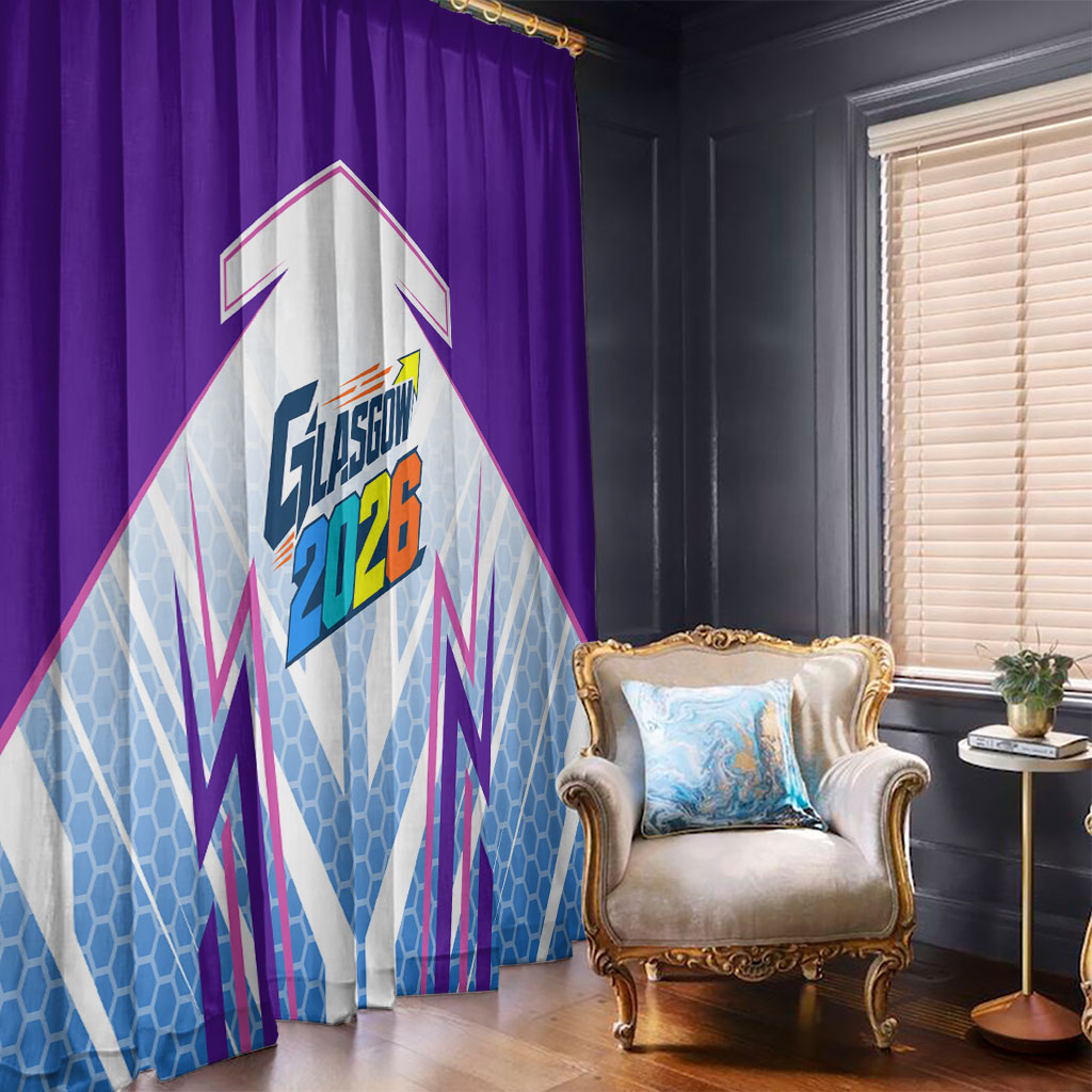 Glasgow 2026 Window Curtain Scotland Dynamic Geometric Athlete Graphic Art