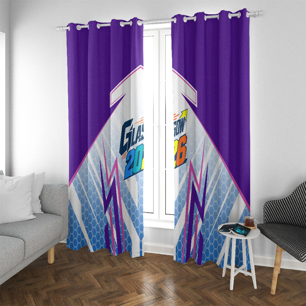 Glasgow 2026 Window Curtain Scotland Dynamic Geometric Athlete Graphic Art
