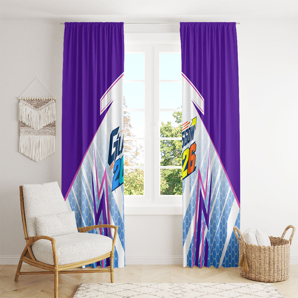 Glasgow 2026 Window Curtain Scotland Dynamic Geometric Athlete Graphic Art