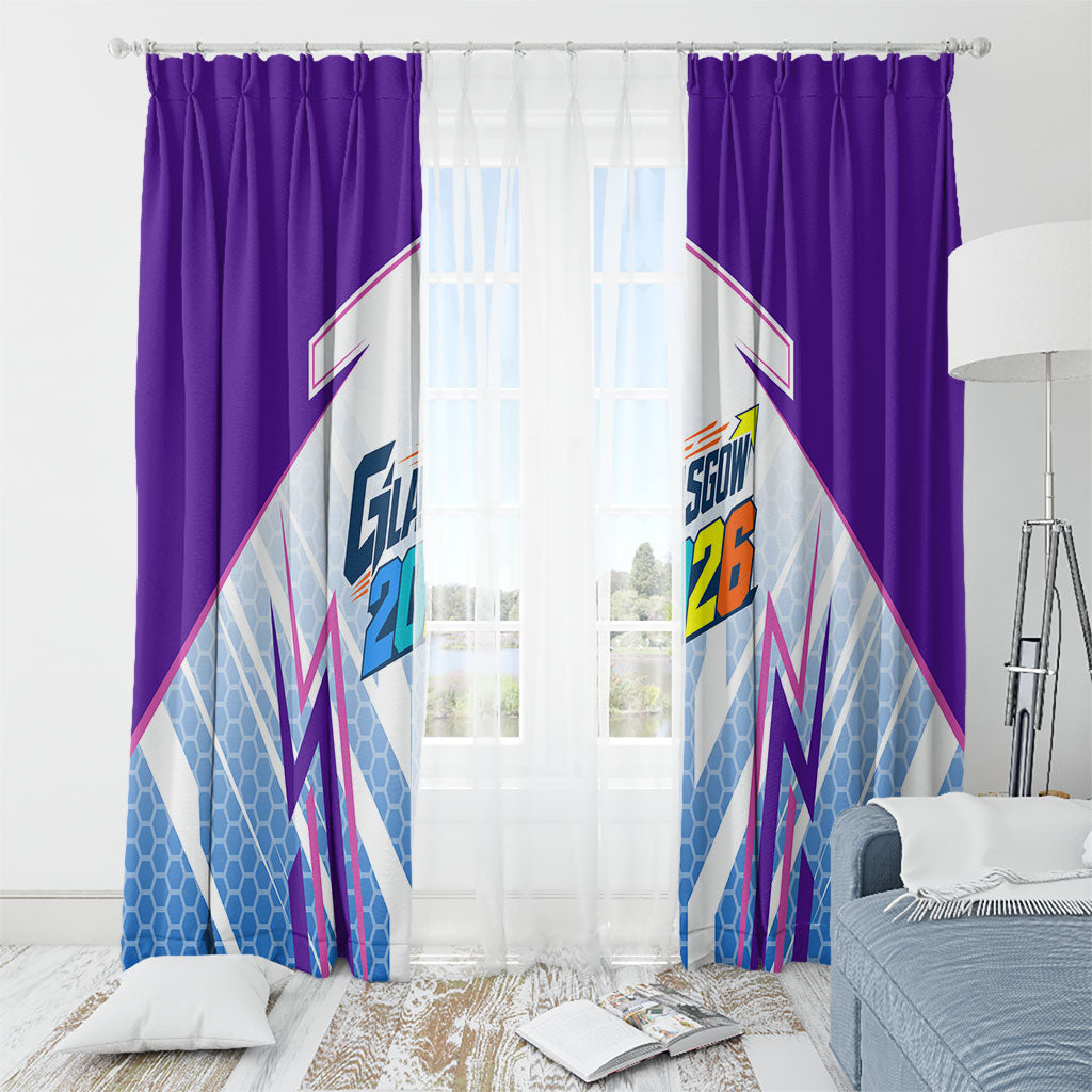 Glasgow 2026 Window Curtain Scotland Dynamic Geometric Athlete Graphic Art