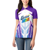 Glasgow 2026 Women Polo Shirt Scotland Dynamic Geometric Athlete Graphic Art
