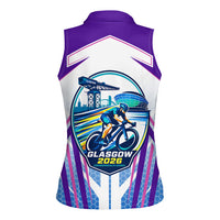 Glasgow 2026 Women Sleeveless Polo Shirt Scotland Dynamic Geometric Athlete Graphic Art