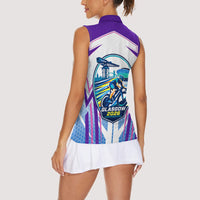 Glasgow 2026 Women Sleeveless Polo Shirt Scotland Dynamic Geometric Athlete Graphic Art