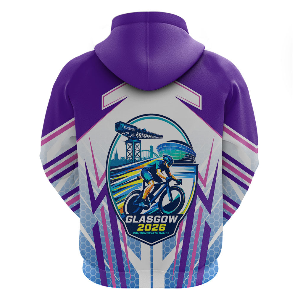 Glasgow 2026 Zip Hoodie Scotland Dynamic Geometric Athlete Graphic Art