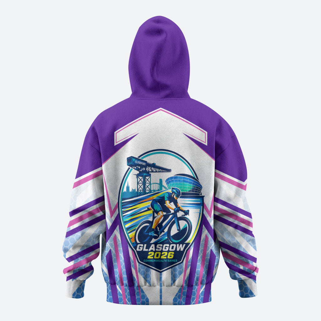 Glasgow 2026 Zip Hoodie Scotland Dynamic Geometric Athlete Graphic Art