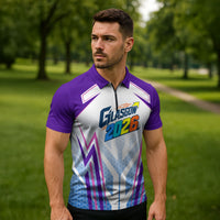 Glasgow 2026 Zipper Polo Shirt Scotland Dynamic Geometric Athlete Graphic Art
