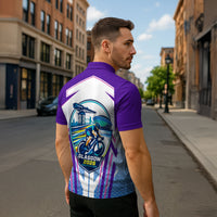 Glasgow 2026 Zipper Polo Shirt Scotland Dynamic Geometric Athlete Graphic Art