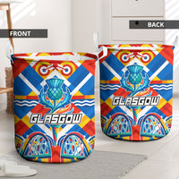 Glasgow 2026 Scotland Laundry Basket Thistle Vibrant Tartan Cartoon Character