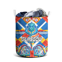 Glasgow 2026 Scotland Laundry Basket Thistle Vibrant Tartan Cartoon Character