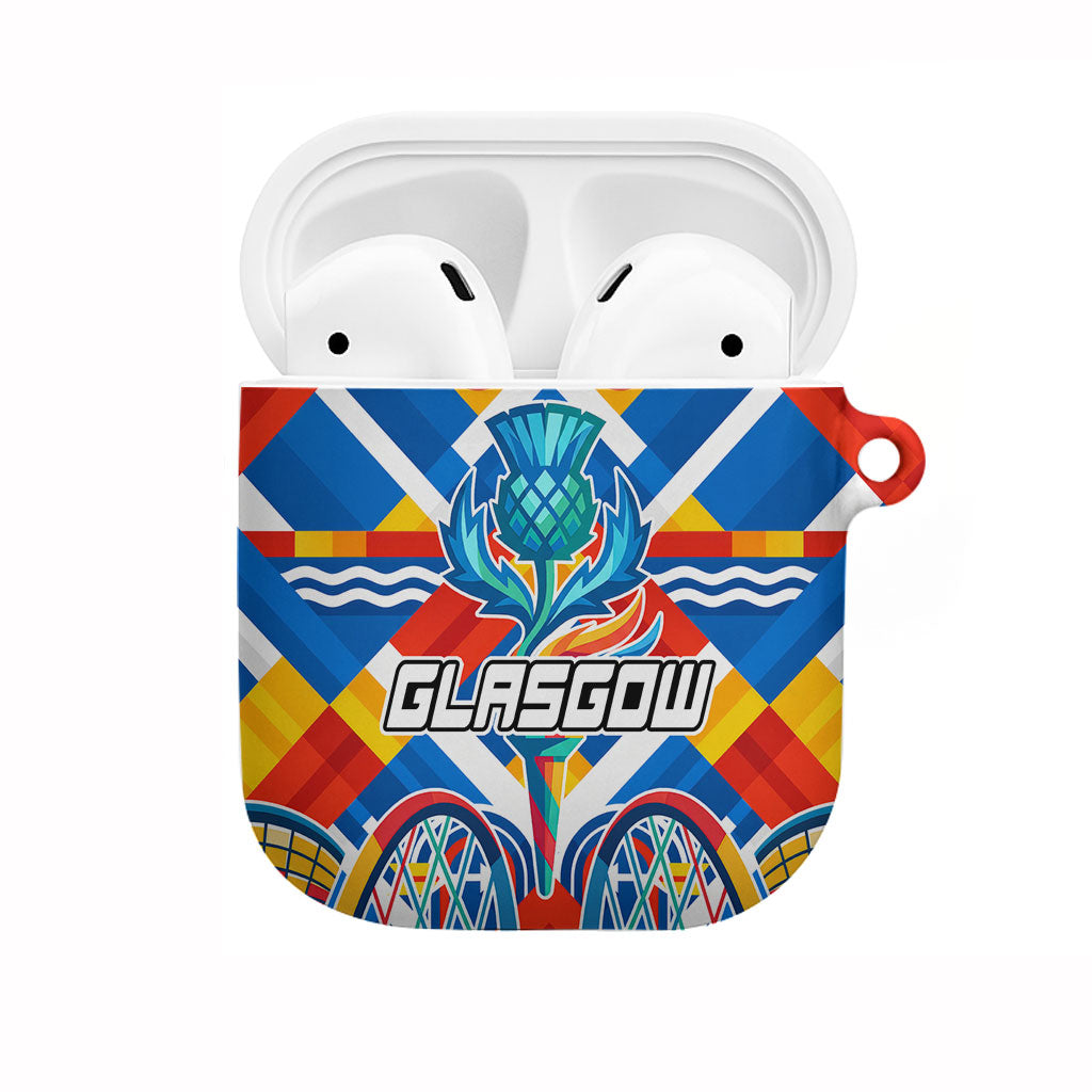 Glasgow 2026 Scotland AirPods Case Thistle Vibrant Tartan Cartoon Character