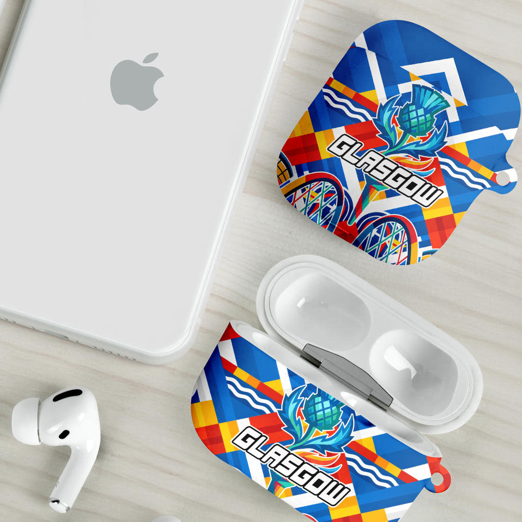 Glasgow 2026 Scotland AirPods Case Thistle Vibrant Tartan Cartoon Character
