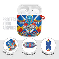 Glasgow 2026 Scotland AirPods Case Thistle Vibrant Tartan Cartoon Character