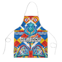 Glasgow 2026 Scotland Apron Thistle Vibrant Tartan Cartoon Character