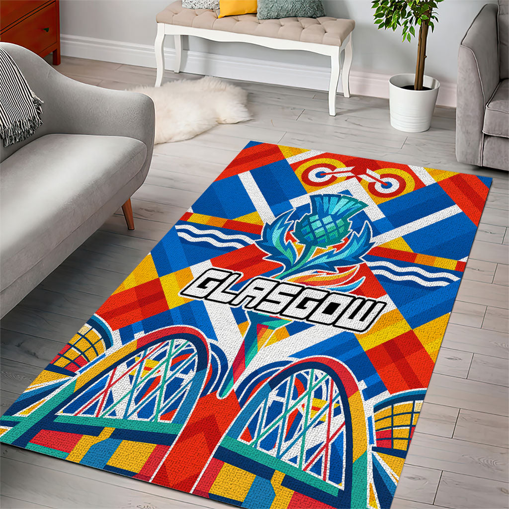 Glasgow 2026 Scotland Area Rug Thistle Vibrant Tartan Cartoon Character