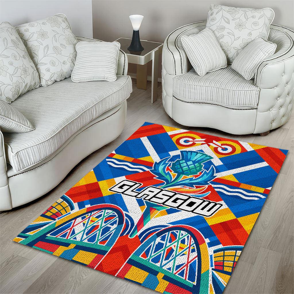 Glasgow 2026 Scotland Area Rug Thistle Vibrant Tartan Cartoon Character