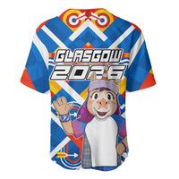 Glasgow 2026 Scotland Baseball Jersey Thistle Vibrant Tartan Cartoon Character