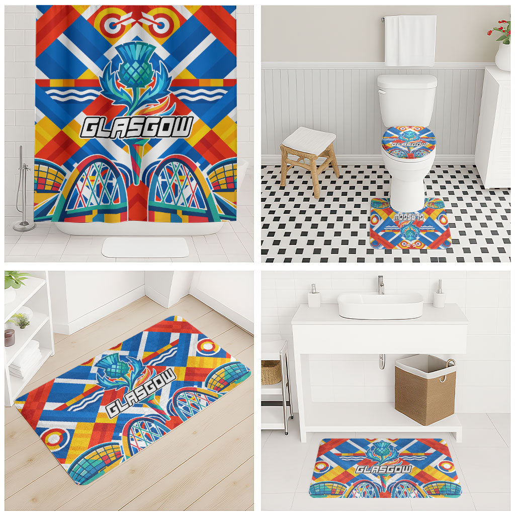 Glasgow 2026 Scotland Bathroom Set Thistle Vibrant Tartan Cartoon Character