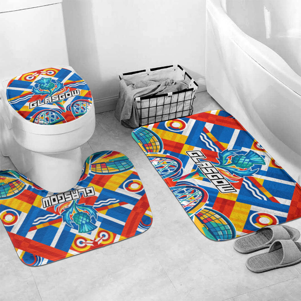 Glasgow 2026 Scotland Bathroom Set Thistle Vibrant Tartan Cartoon Character