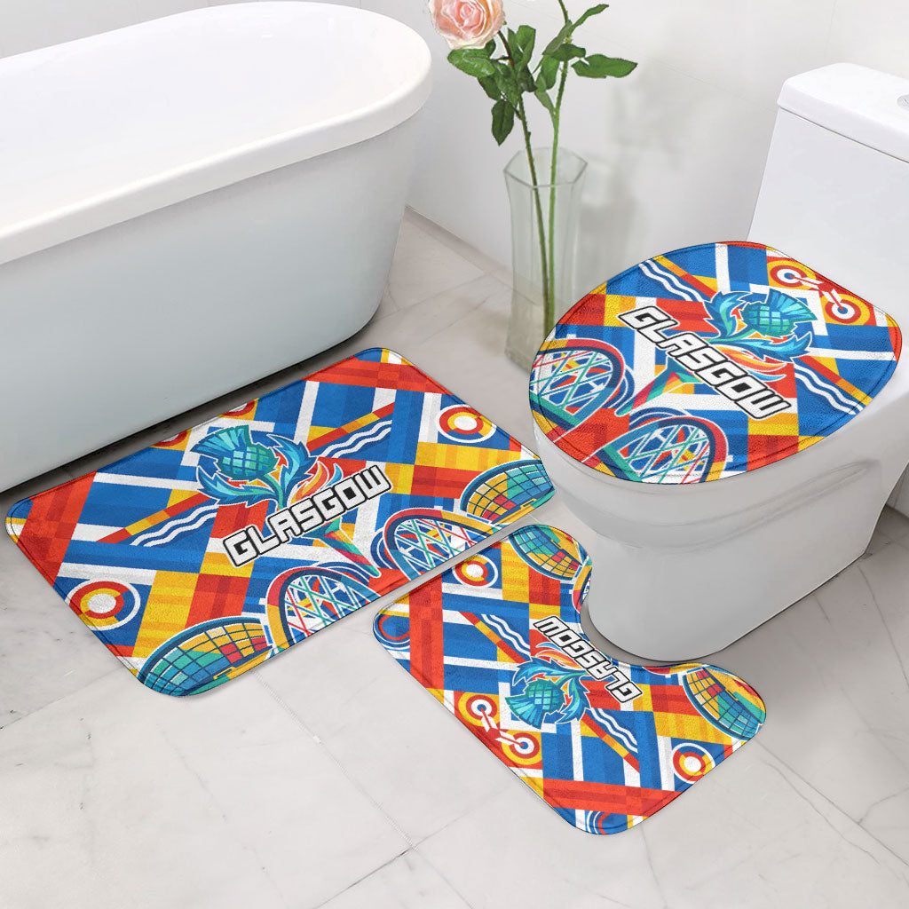 Glasgow 2026 Scotland Bathroom Set Thistle Vibrant Tartan Cartoon Character