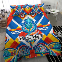 Glasgow 2026 Scotland Bedding Set Thistle Vibrant Tartan Cartoon Character