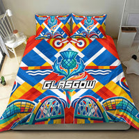Glasgow 2026 Scotland Bedding Set Thistle Vibrant Tartan Cartoon Character