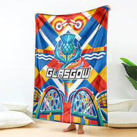 Glasgow 2026 Scotland Blanket Thistle Vibrant Tartan Cartoon Character