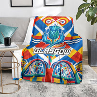 Glasgow 2026 Scotland Blanket Thistle Vibrant Tartan Cartoon Character
