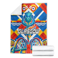 Glasgow 2026 Scotland Blanket Thistle Vibrant Tartan Cartoon Character