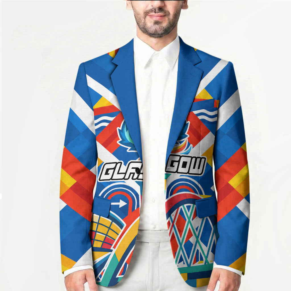 Glasgow 2026 Scotland Blazer Thistle Vibrant Tartan Cartoon Character