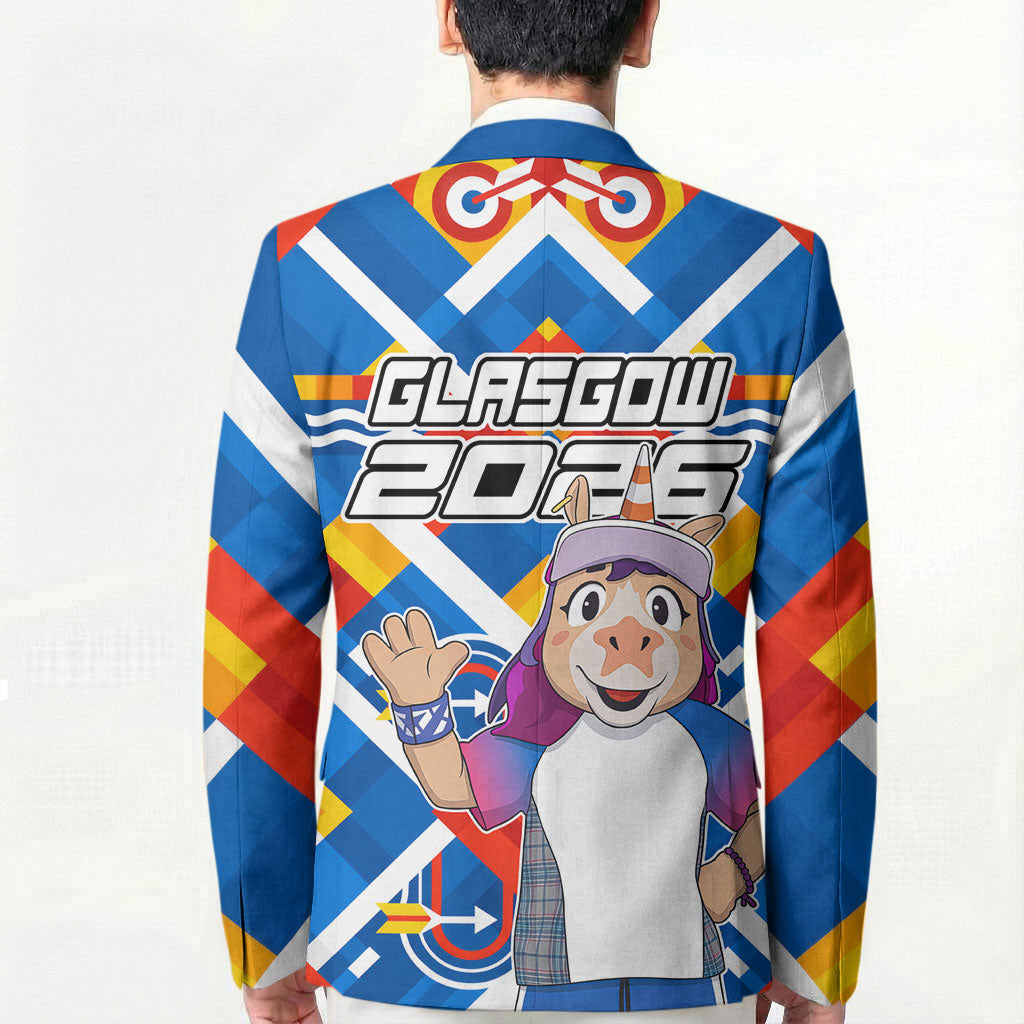 Glasgow 2026 Scotland Blazer Thistle Vibrant Tartan Cartoon Character