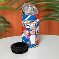 Glasgow 2026 Scotland 4 in 1 Can Cooler Tumbler Thistle Vibrant Tartan Cartoon Character