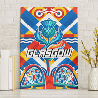 Glasgow 2026 Scotland Canvas Wall Art Thistle Vibrant Tartan Cartoon Character
