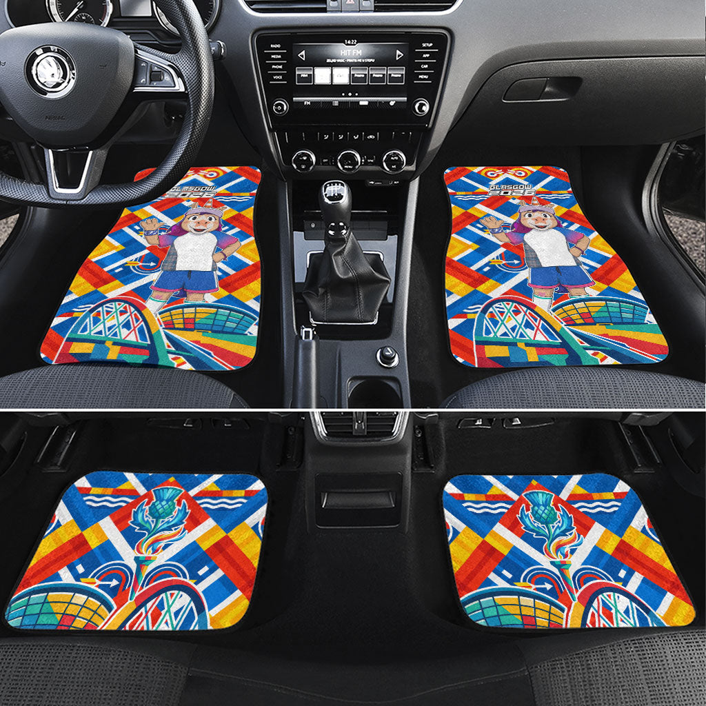 Glasgow 2026 Scotland Car Mats Thistle Vibrant Tartan Cartoon Character