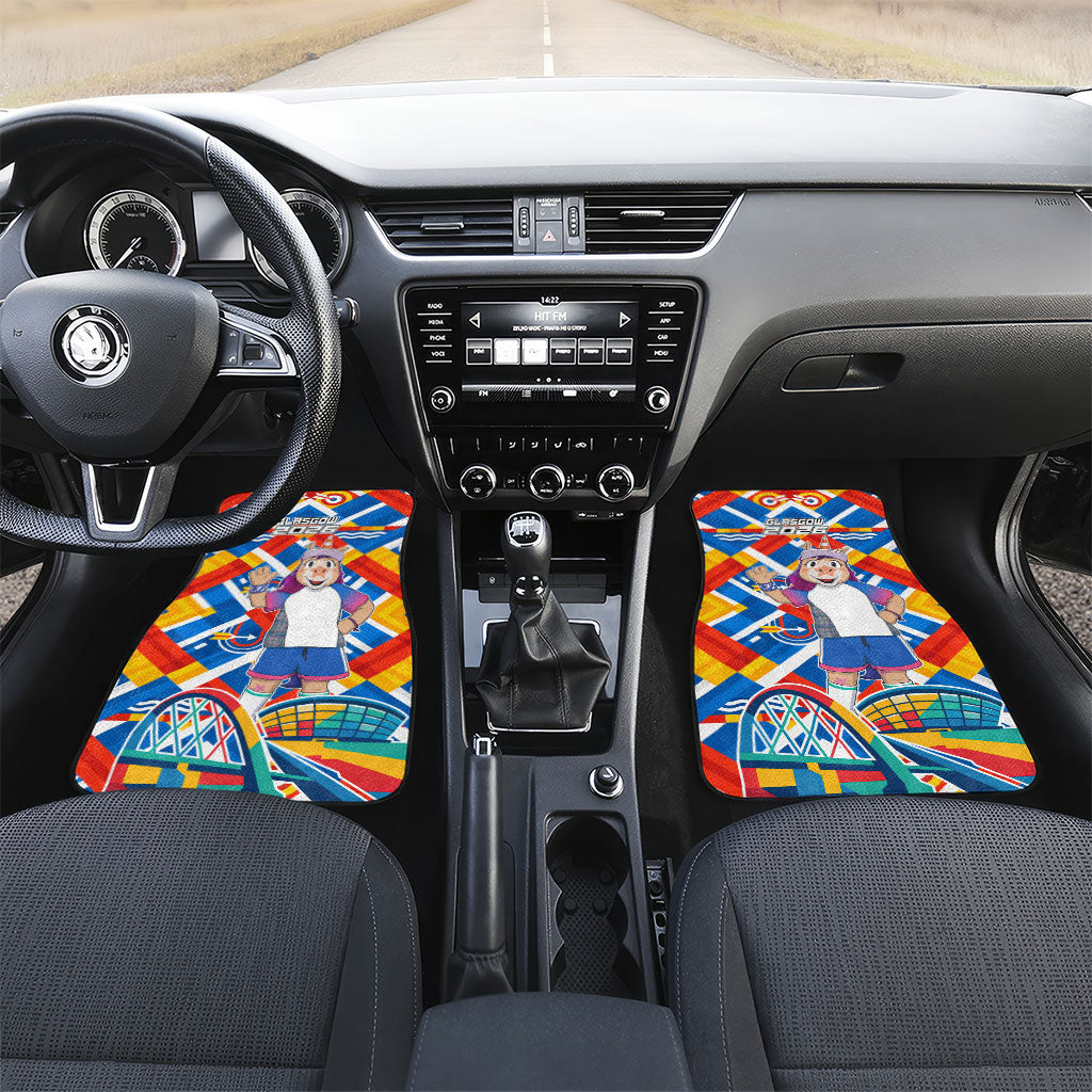 Glasgow 2026 Scotland Car Mats Thistle Vibrant Tartan Cartoon Character